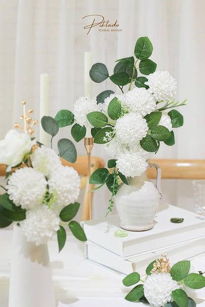 Artificial Wedding Dahlia Flowers 25 pcs Ivory Fake Roses w/Stem for DIY Wedding Decor Centerpieces Arrangements Bouquets(Ivory)
