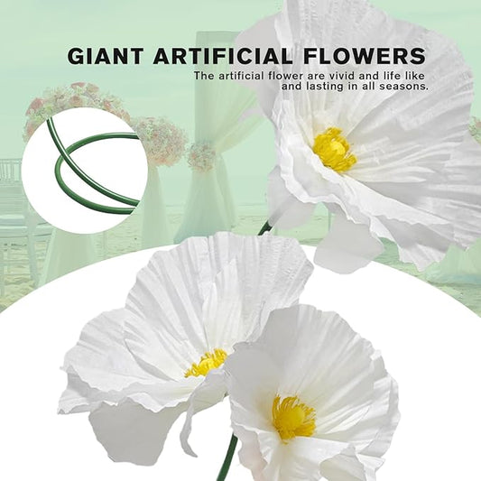 Fake Floral Arrangements Home Outdoor Decorations, Artificial Flower with Stems for Wedding, DIY Wedding Bouquets Centerpieces Arrangements Table Chair Decor Mall Display 3 Pack (White)