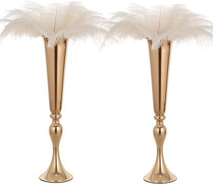 Gold Centerpieces for Table Wedding Vase - 2 Pcs 21.9" Tall Versatile Metal Trumpet Vase Tabletop Flower Stand for Party Dinner Anniversary Ceremony Centerpiece Event