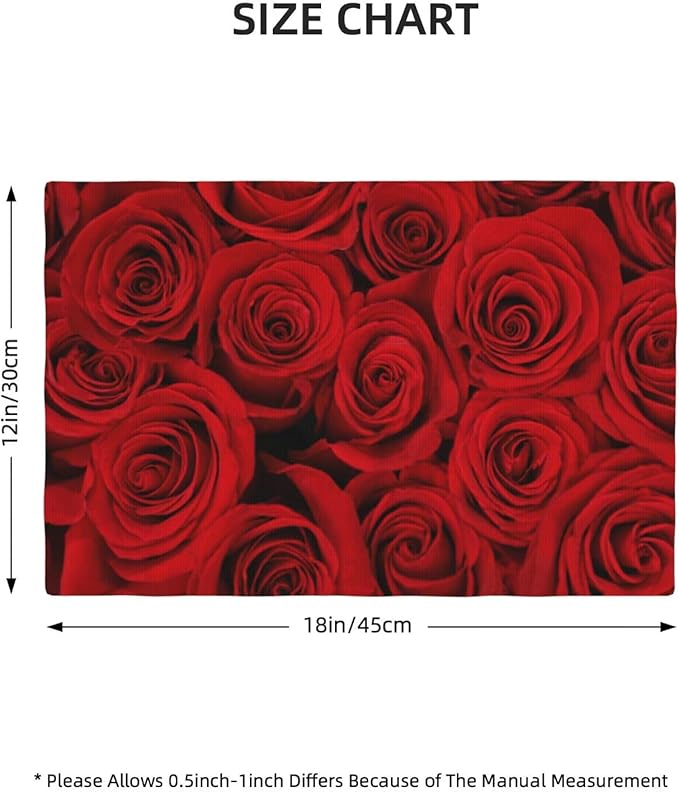 Red Rose Linen Table Placemats Set of 4 Beautiful Red Rose Placemats Home Party Kitchen Indoor Holiday Rustic Washable Heat Resistant Table Mats 12 x 18 Inch