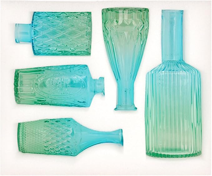 5Pieces Embossing Glass Vases Set Gradients Small Flower Buds Vases for Home Decors and Centerpieces Floral Arrangements