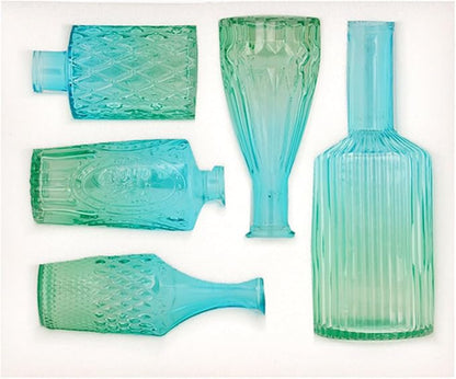 5Pieces Embossing Glass Vases Set Gradients Small Flower Buds Vases for Home Decors and Centerpieces Floral Arrangements