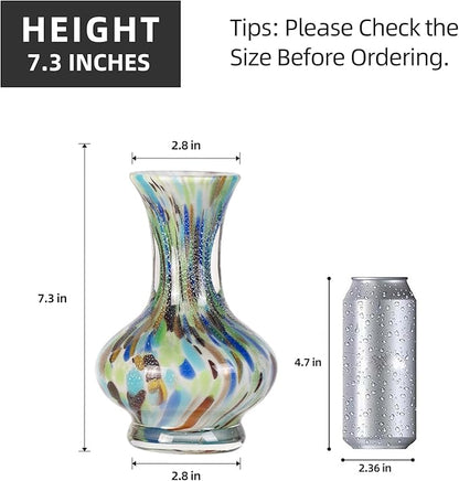 KAMMAK Colored Glass Vase, Beautiful Hand Blown Decorative Vase, Modern Art Vase for Flower Mantle Dining Table Centerpiece, Entryway Living Room Wedding Decoration, FH020
