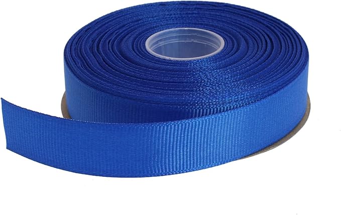 Solid Grosgrain Ribbon 25 Yard Each Roll 100% Polyester Woven Edge (3/4", Royal Blue)
