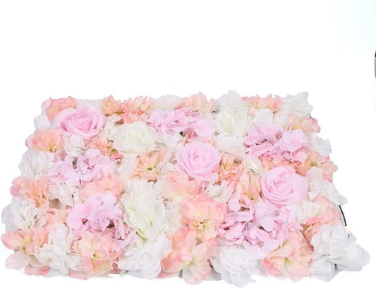 4Pcs 23.62"x 15.74" Artificial Flower Wall Panels,Flower Wall Mat Silk Flower Panels for Outdoor Garden Backyard Fence Fence Privacy Screen and Indoor Wall Decor(Light Pink,4Pcs)