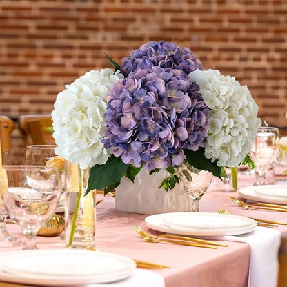 4Pcs Puple Artificial Silk Hydrangea Flowers,22" Silk Faux Hydrangea Bouquet for Home Table Centerpieces Wedding Garden Party Decoration
