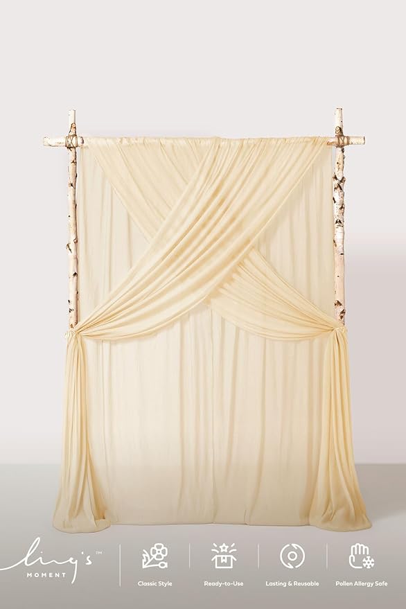 Ling's moment Brown Backdrop Curtains, 10Ft x 23Ft Tawny Beige Long Sheer Wrinkle-Free Background Backdrop Curtain&Table Cloth for Birthday Party Wedding Baby Shower Photo Booth Decor