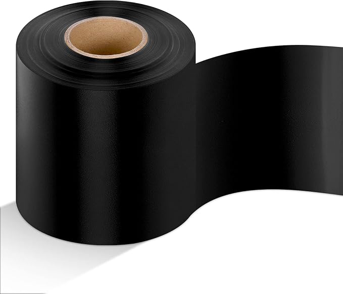 Syhood Outdoor Leaf Ribbon Floral Satin Ribbon for Crafts Aspidistra Waterproof Holiday Outdoor Decoration(4 Inch X 49 Yards,Black)
