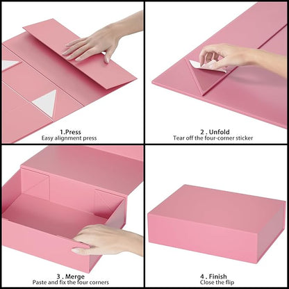 Pink Gift Boxes 11.9" x 8.5" x 3.3" with Magnetic Closure Lid Gift Box for Presents,Bridesmaid Gifts Boxe,Cute Boxes,Birthday Gift Box,Luxury for Gift Packaging, Magnetic Gift Boxe for Wrapping Gifts