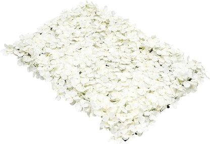 10 PCS Flower Wall Panel Artificial Flowers Wall Decoration 24" x 16" Decorative Hydrangea Flower Panels Wall for Home Party Wedding Christmas Festival Photo Backgdrop Decor (10 PCS, White)