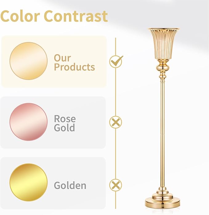 NUPTIO Centerpiece Vase Tall Gold: 10 Pcs 30.5" Wedding Flower Stand for Table Metal Trumpet Vase for Party Decorations