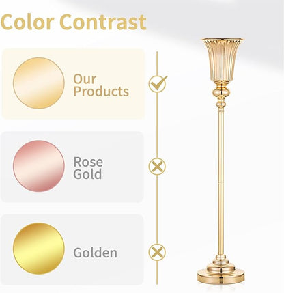 NUPTIO Centerpiece Vase Tall Gold: 10 Pcs 30.5" Wedding Flower Stand for Table Metal Trumpet Vase for Party Decorations