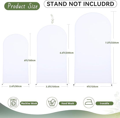 6FT White Arch Backdrop Cover - Polyester Fitted Wedding Arch Stand Covers Round Top Chiara Arch Backdrop Cover for Birthday Party Banquet Photo Background Decoration