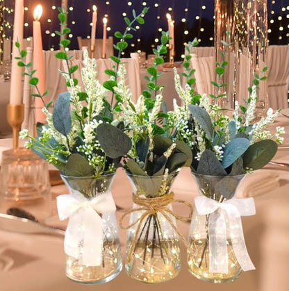 50pcs Eucalyptus Leaves Simulate Green Plants, Wedding Home Office Center Flower Decoration, DIY Vase Flower Arrangement, Stems, Leaves, Fruits (Eucalyptus Leaves with Fruits)