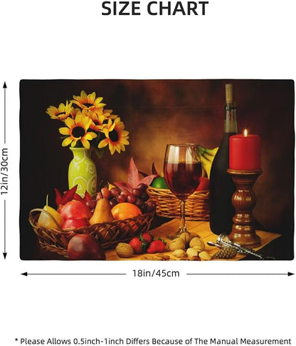 Wine Placemats Set of 6 Red Wine Flowers Fruits Romantic Evening Linen Placemat Indoor Outdoor Party Home Desktop Kitchen Dining Room Decoration 12x18 Inch