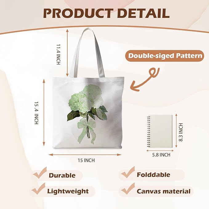 Floral Tote Bag, Floral Bag for Women, Reusable Grocery Bags Shopping Bags