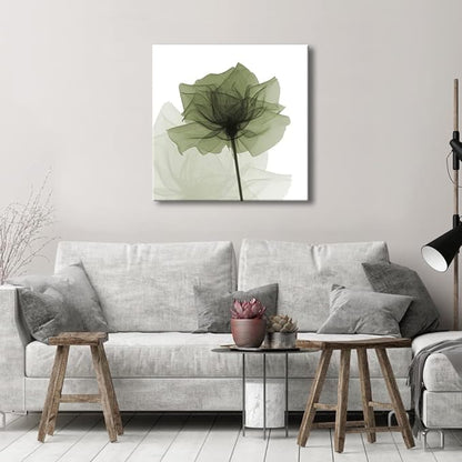 Wieco Art Large Contemporary Gallery Wrapped Floral Giclee Canvas Print Green Flickering Flowers Pictures Paintings on Canvas Wall Art Ready to Hang for Living Room Home Decorations 24x24 inch