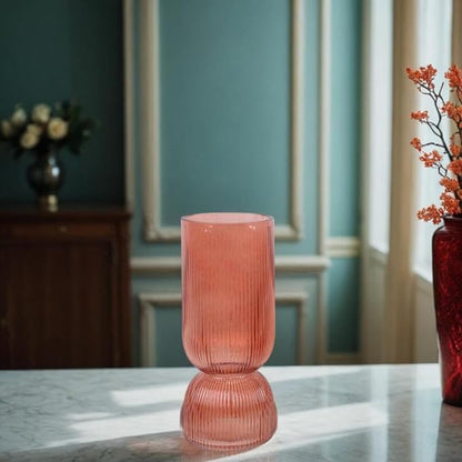 Young's Inc Handblown Glass Tabletop Vase Coral 13696