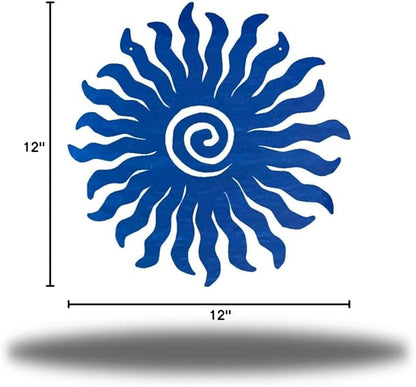 Riverside Designs Sunburst Metal Wall Art Steel Outdoor Decor - Heavy-Duty and Waterproof - Made in USA (18", Blue)