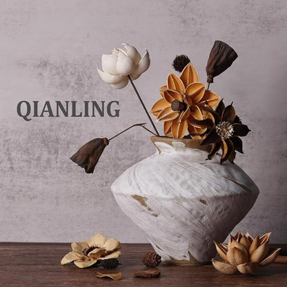 Wabi Sabi Vintage Vase, 6.1" Tall Wabi Sabi Decor Rustic Farmhouse Pottery Vase for Centerpiece, White Textured Pottery Flower Vase for Home Decorative, Table, Living Room, Bedroom, Bathroom, Kitchen