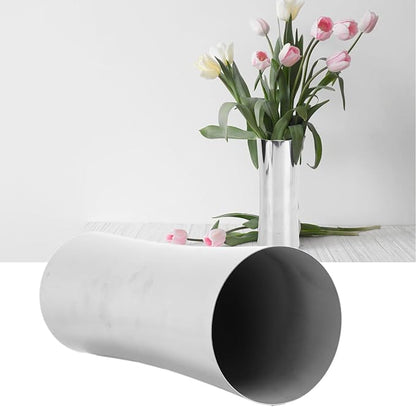 Hapivida Stainless Steel Vase, Metal Vase Centerpiece Decoration Tabletop Flower Silver Vases, Elegant Flower Vase for Office Home Wedding Decoration