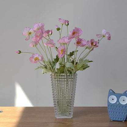 2 Pcs Artificial Fake Flowers Plants Poppies Silk Flower Arrangements Wedding Bouquets Decorations Plastic Floral Table Centerpieces for Home Kitchen Garden Party Decor Approx 23.6" High - Light Pink