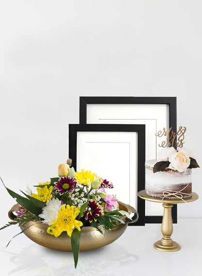 Serene Spaces Living Gold Handi Bowl: Hammered Texture, Decor for Living Rooms, Entryways, Restaurants, Indian Wedding. Table Centerpiece in Aluminum or Brass, Aluminum, 5" Tall & 15.5" Dia