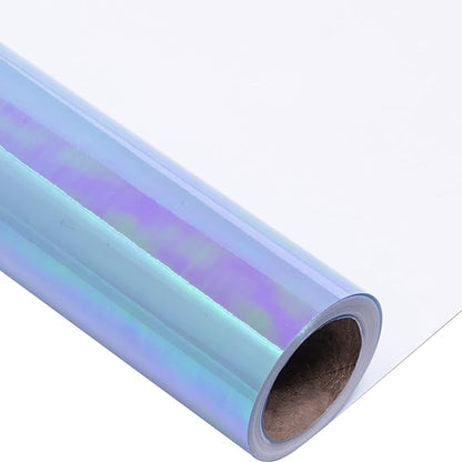 LeZakaa Blue Wrapping Paper Roll - Holographic Iridescent Wrapping Paper for Birthday, Valentine's, Mother's Day, Holiday - 17 inches x 32.8 Feet (47.23 sq.ft.)