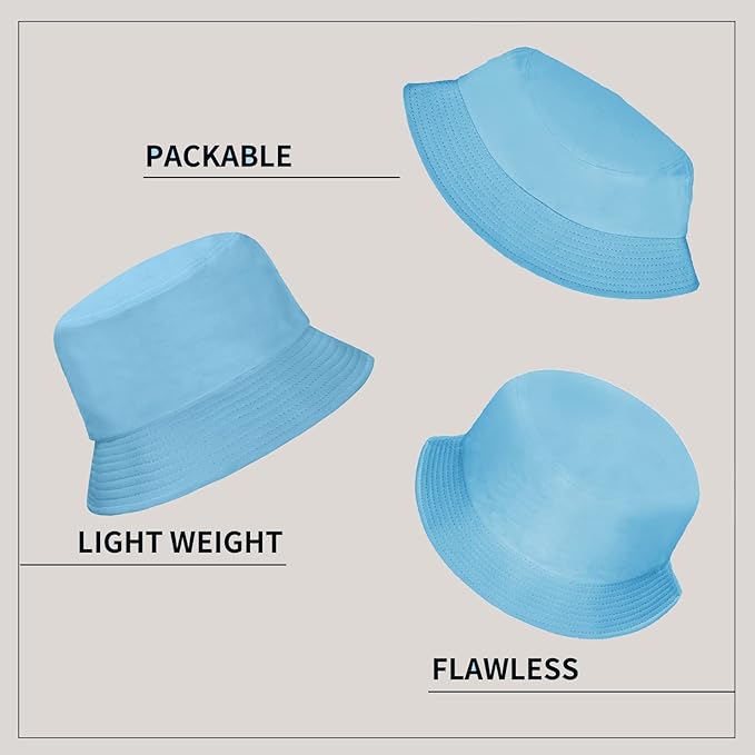 Rosoz 1 & 2 Pack Bucket Hat for Women Men Summer Travel Beach Sun Hat Outdoor Cap Unisex Bucket Hats