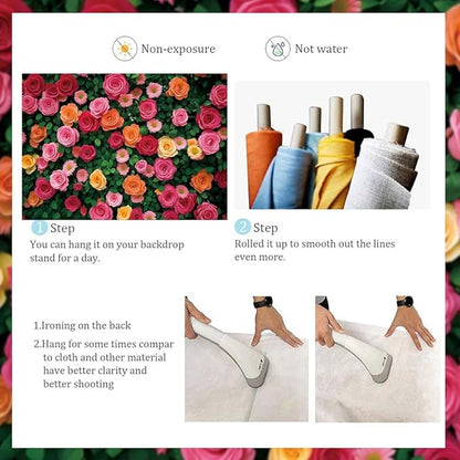Flowers Backdrop for Photography Colorful Rose Floral Green Leaf Wall Backdrop for Valentine's Day Wedding Bridal Shower Birthday Party Decoration Supplies (94X70 inch (8x6FT))
