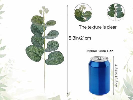 50pcs Eucalyptus Leaves Simulate Green Plants, Wedding Home Office Center Flower Decoration, Vase Flower Arrangement DIY (Silver Dollar Eucalyptus Leaves)