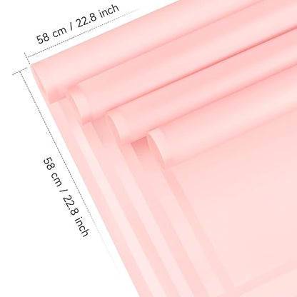 Jutieuo 20 Sheets Pink Flower Wrapping Paper, Waterproof Floral Wrap Pink Edge Bouquet Wrapping Paper Florist Supplies (22.8 x 22.8 inch)