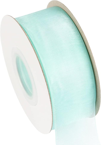 1-1/2 Inch Aqua Shimmer Sheer Organza Ribbon Sheer Chiffon Ribbon 50 Yards-Roll Multiple Colors Available for Gift Wrapping Wedding Events Christmas Décor
