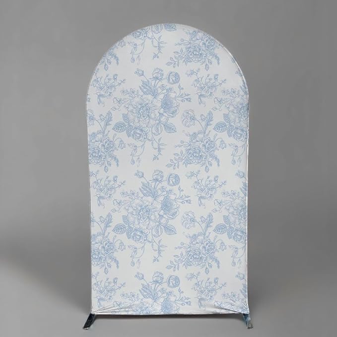 Something Blue Before I Do Arch Backdrop Cover Wedding Bridal Shower Bride to be Toile Party Arch Fabric Cover Blue Bloom Floral Baby Shower Decors (2.6X6ft,4135)