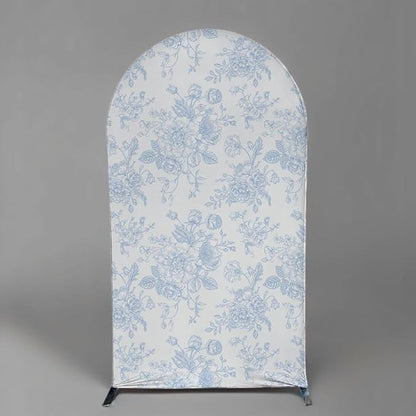 Something Blue Before I Do Arch Backdrop Cover Wedding Bridal Shower Bride to be Toile Party Arch Fabric Cover Blue Bloom Floral Baby Shower Decors (2.6X6ft,4135)