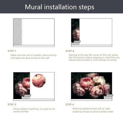 PYFFYP- Pink Peony Floral Wallpaper Rose Flower Wall Mural for Bedroom(Not Peel and Stick)