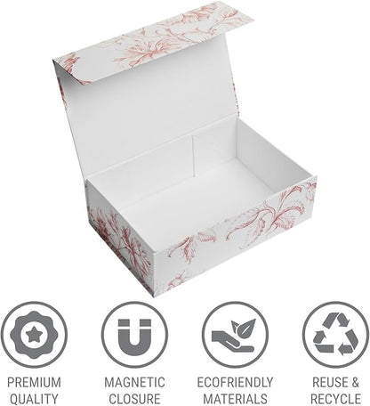 Luxury Keepsake Gift Box | Pink Floral Decorative Boxes with Magnetic Lids for Presents, Wedding Memory Box, and Bridal Gifts. 11.5" x 7.5" x 3.5"