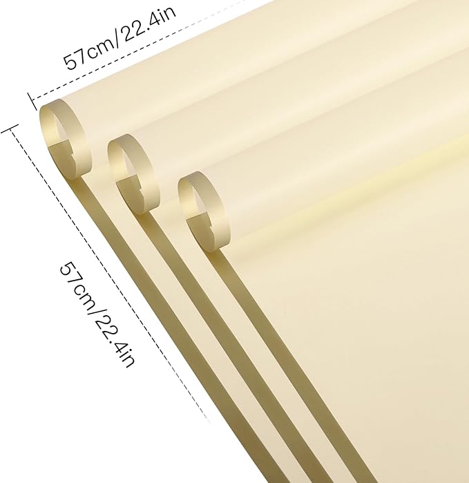 WRAPAHOLIC 20 Sheets Flower Wrapping Paper - 22.4 x 22.4 inch Gold Trim Yellow Water-Resistant Floral Bouquet Wrapping Paper, Florist Supplies Packaging Paper for Wedding Birthday Gift DIY