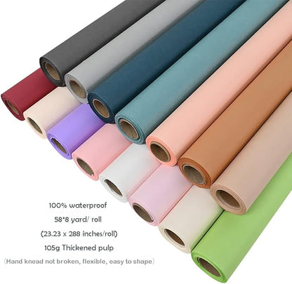 FWSA WRAPS Matte Flower Wrapping Paper Roll Brown Florist Packging Kraft Paper Waterproof Gift Floral Packaging Marterials DIY Craft Decoration (Color 15 (Dark Brown))