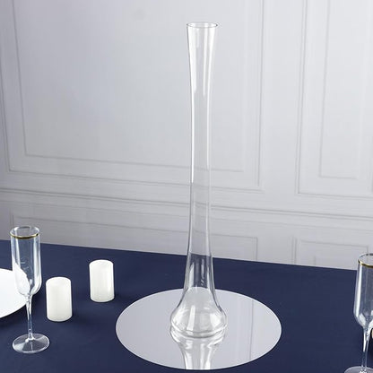 Efavormart 6 Pack Clear Heavy Duty Eiffel Tower Glass Vases with Round Base, Tall Skinny Flower Bud Vase Centerpieces - 24"