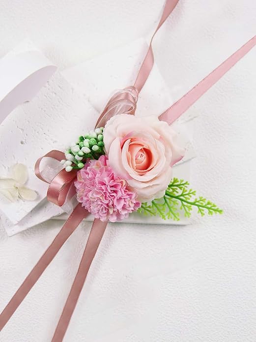 Rose Wrist Corsage Wristlet Band Bracelet Wedding Wrist Corsage Artificial Flowers Bracelet Homecoming Prom Corsages Wristlet for Women Bride Bridesmaid Wedding Prom Anniversary