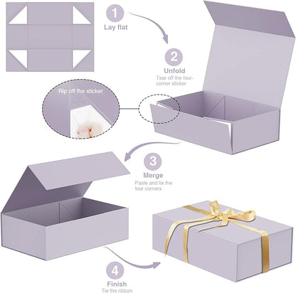 Luxury Large Gift Box 13.8"x9"x4.3" Storage Box Ribbon Magnetic Closure for Luxury Packaging Box for Mother's Day, Birthdays, Bridal Gifts,Weddings