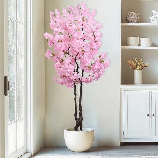 Pink Artificial Cherry Blossom Tree 6 FT Indoor Decor Faux Flower Tree Cherry Blossom Tree for Room Decor Gift