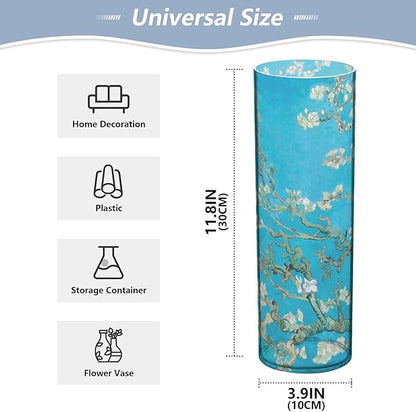 Vase Plastic Vase Elegant Cylinder Flower Vase Shatterproof Decorative Centerpiece for Home Table Office Weddings Events (11.8 x 3.9 in)