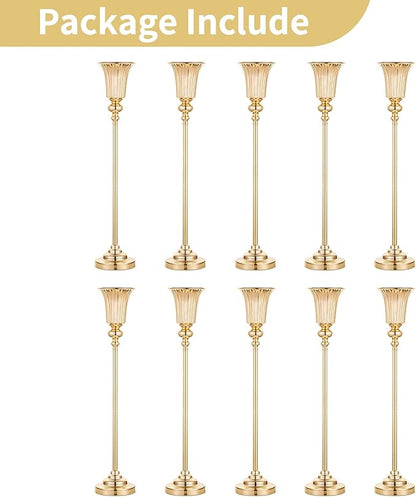 NUPTIO Centerpiece Vase Tall Gold: 10 Pcs 30.5" Wedding Flower Stand for Table Metal Trumpet Vase for Party Decorations