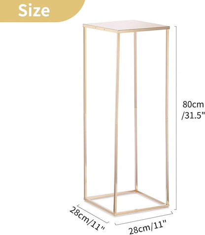 NUPTIO Metal Gold Vase Set for Wedding - 10 Pcs 31.5 inch Tall Cylinder & Square Vases for Centerpieces - Elegant Flower Stand for Party Tables Decorations