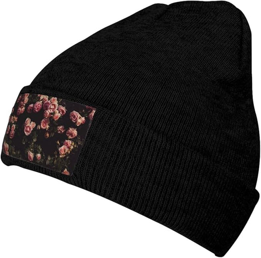 Cute Rose Beanie Hat Rose Beanie Cap Rose Flower Knitted Beanies Flower Knit Hats Winter Hat for Women Men
