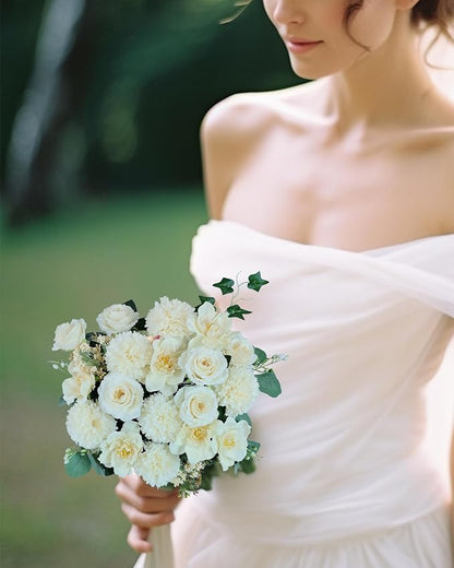 Premium Champagne Silk Artificial Flower Bouquets, Tan Nude Fake Flowers Decoration, Cream Faux Floral Arrangements for Wedding Bridal Bouquets, Home Decor, Baby Shower, Table Centerpieces