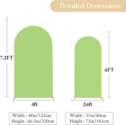 Arch Backdrop Cover Set of 2 Green Arch Cover 7.2 and 6ft Wedding Arch Cover Stretchy Backdrop Bridal Baby Shower Birthday Party Arches Stand Covers Spandex