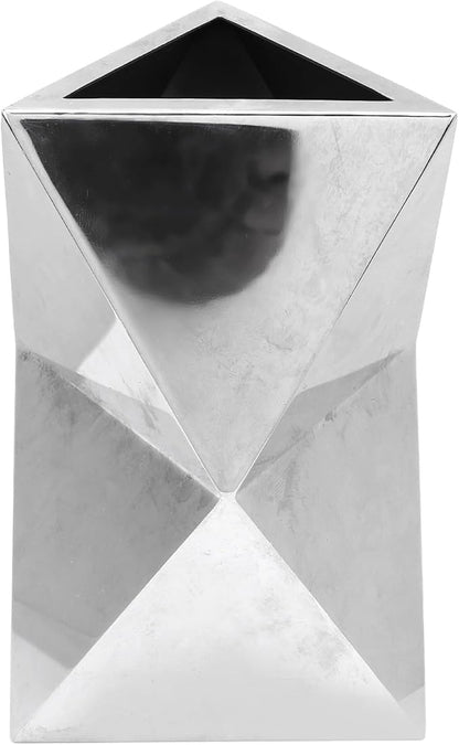 304 Stainless Steel Vase Compact Exquisite Craft Rhombus Design Modern Tabletop Flower Vase for Home Living Room Dinning Room Studio